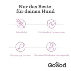 Goood Mini Senior Freilandpute & Nachhaltige Forelle -Hund Sache Getchaft goood senior huhn forelle nassfutter 2OM27S4EfObh44
