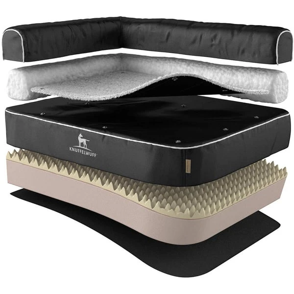 Knuffelwuff Orthopädisches Eck Hundebett Arizona Schwarz, Lehne Links 4 Knuffelwuff Orthopädisches Eck Hundebett Arizona Schwarz, Lehne Links – Bild 2