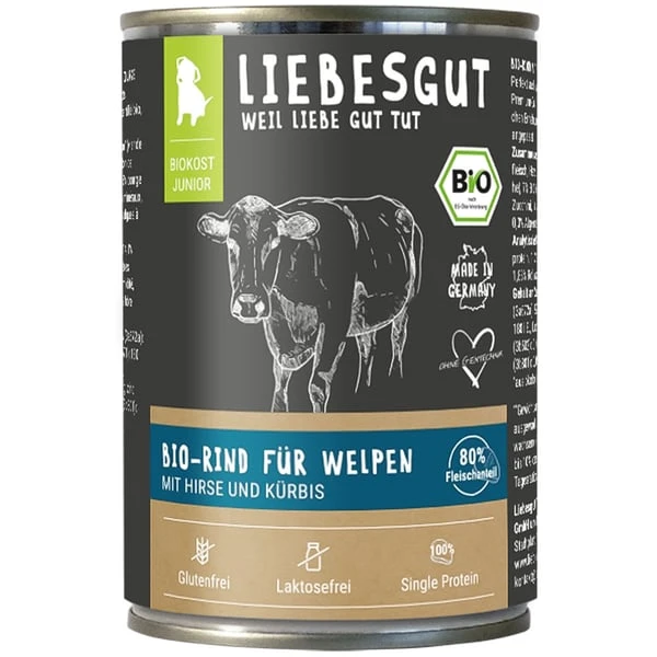 Liebesgut Biokost Junior Hund Mit Rind, Hirse Und Kürbis 4 Liebesgut Biokost Junior Hund Mit Rind, Hirse Und Kürbis – Bild 2