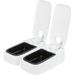 Trixie Futterautomat TX2, 2×300 Ml/ 27×7×24cm Weiß -Hund Sache Getchaft trixie futterautomat tx2 2x300ml 3